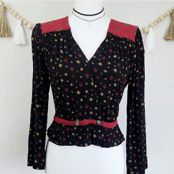 Free People Top Western Prairie boho shirt